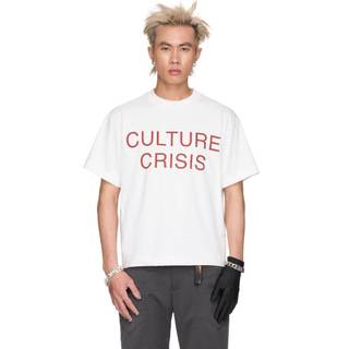 Áo thun nam ngắn tay in họa tiết chữ - BEUTER Culture Crisis White Boxy T-shirt
