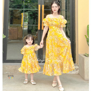 sét váy tơ hoa đôi mẹ và bé em's