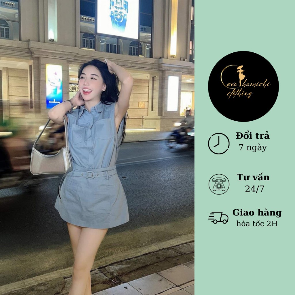 Set váy bò sát nách tiểu thư, sang trọng EZ BALO