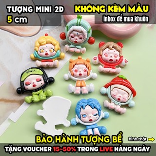 Tượng tô màu, SKULLPANDA PHÙ ĐIÊU 2D mini, size S, thạch cao trắng (Không kèm màu), luyện vẽ, decor