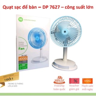 Quạt sạc tích điện dp-7627 có đèn led , công suất 6w mạnh mẽ , pin sạc 4000mah
