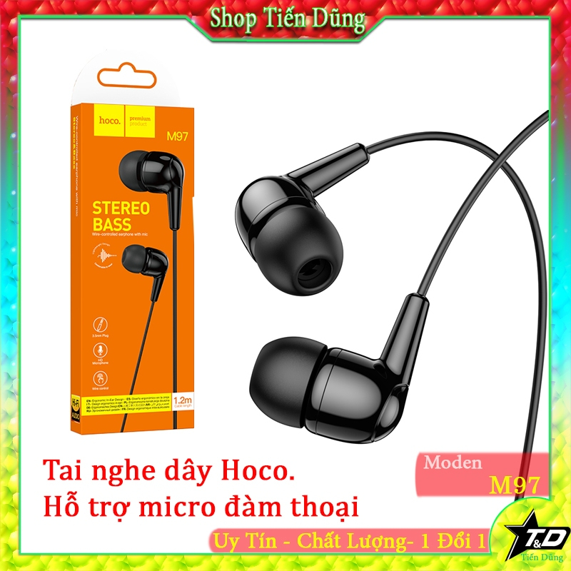 Tai Nghe Nhét Tai HOCO M97 JACK 3.5mm Có Dây Dài 1.2m, Hỗ Trợ MICRO Đàm Thoại.