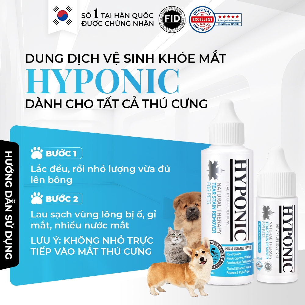Dung dịch vệ sinh khoé mắt HYPONIC dành cho thú cưng