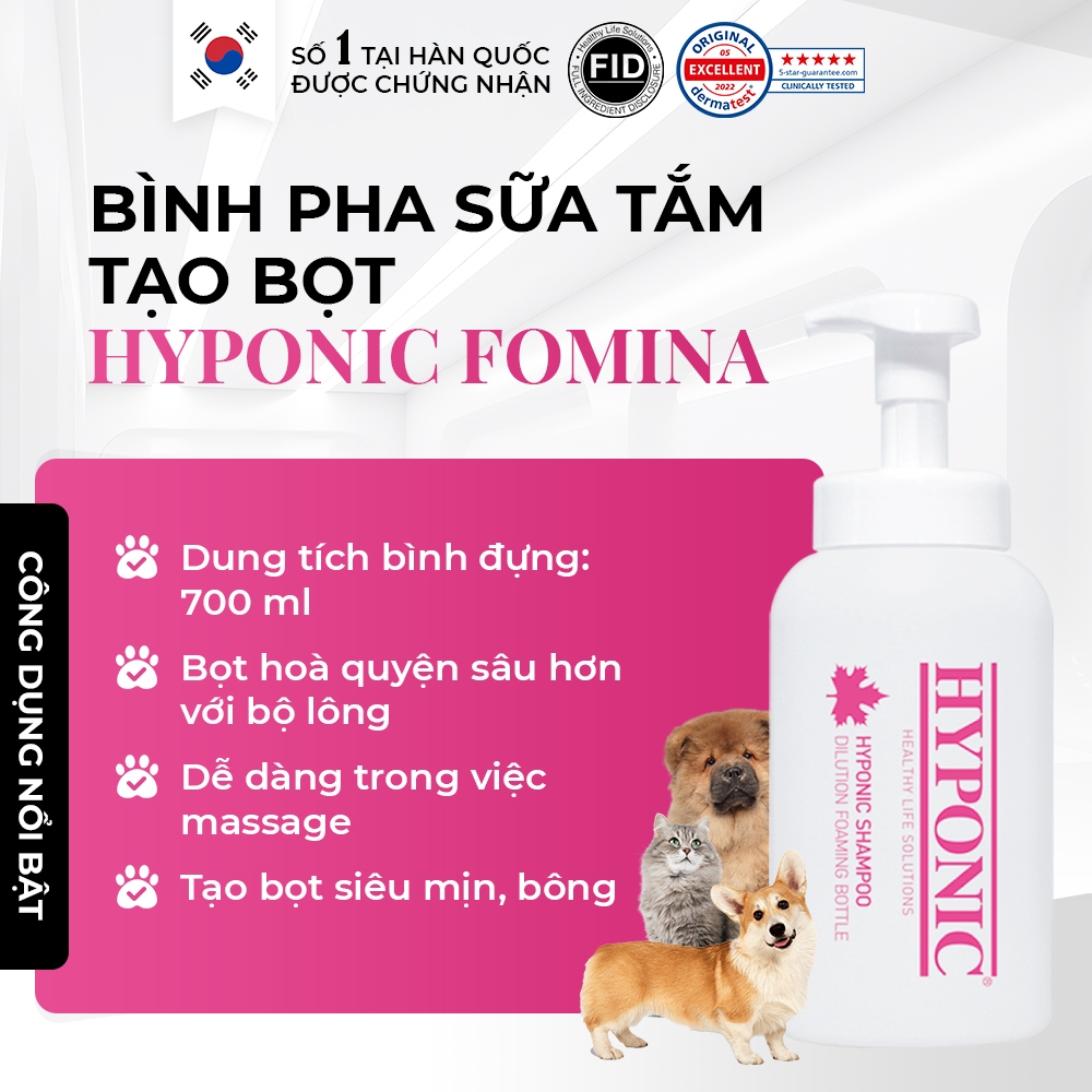 Bình pha sữa tắm tạo bọt HYPONIC Fomina, chuyên dùng pha sữa tắm cho thú cưng