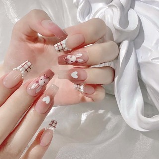  Móng tay giả dài đính ngọc traI X99 bộ móng tay giả hình thỏ dễ thương NailBox Nail xinh dự tiệc 