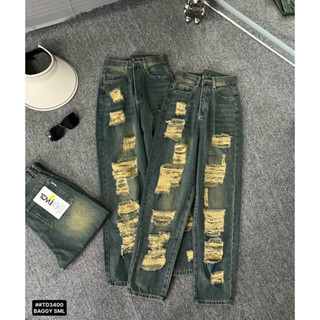 Quần baggy jean nữ wash rách cá tính cao cấp - Jean m7