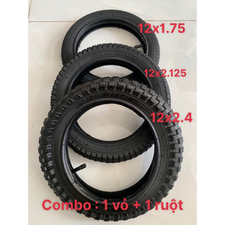 Combo 1 vỏ + 1 ruột xe đạp trẻ em size 12x2.4 ; 12x2.125 ; 12x1.75 dày dặn, chuẩn đẹp