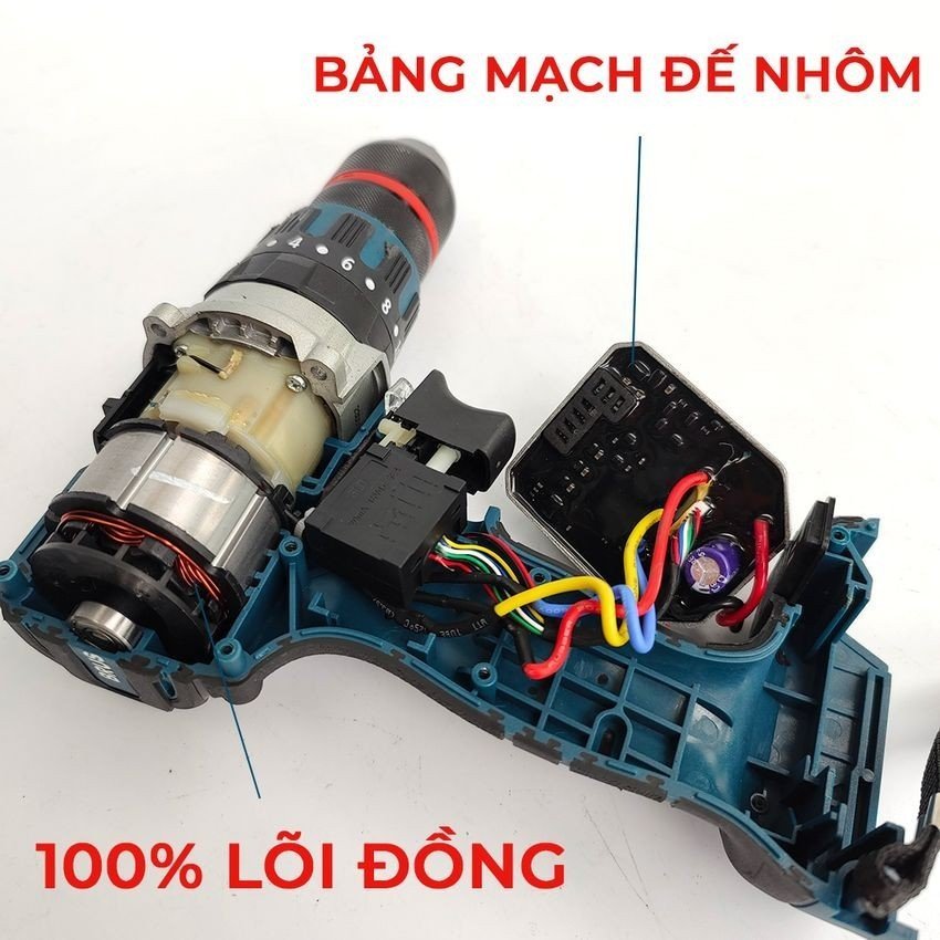 Khoan pin 3 chức năng Boshun Bs-ID1390BL Không chổi than, Máy khoan pin 13mm có autolock ruột đồng 100%