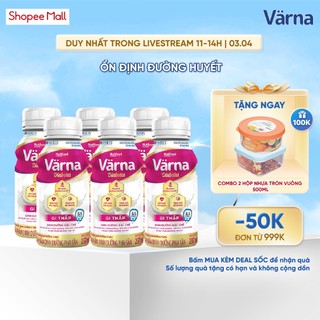 Lốc 6 chai sữa bột pha sẵn Värna Complete/ Diabetes chai 237ml - Phòng ngừa & Phục hồi nhanh - Varna