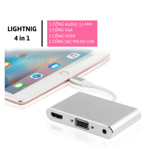 Bộ chuyển đổi IP sang Máy chiếu Tivi Màn Hình 4IN 1- Bộ chuyển đổi IP 5/6/7/8/X/11/12/13/14 sang HDMI VGA JacK 3.5 Audio