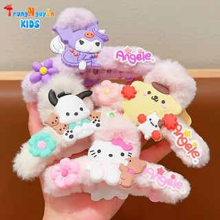 Kẹp Tóc Phối Lông Hình Sanrio Phong Cách Hàn Quốc