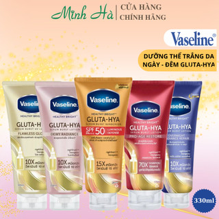 Sữa dưỡng thể Vaseline Healthy Bright Gluta HYA Serum Burst Lotion 10X Thái Lan 330ml da mờ thâm, bật tone trắng sáng