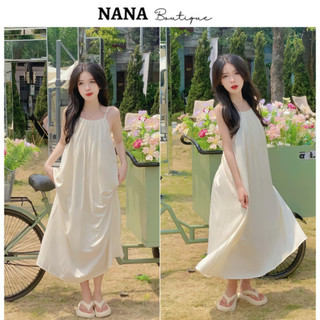 Đầm Maxi 2 dây cổ yếm hở lưng dễ thương dáng dài, đầm maxi đi biển chất liệu thô