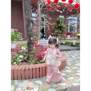 Quần áo bé gái - set bộ hoa sen cổ tàu siêu xinh cho bé gái 1 - 8 tuổi