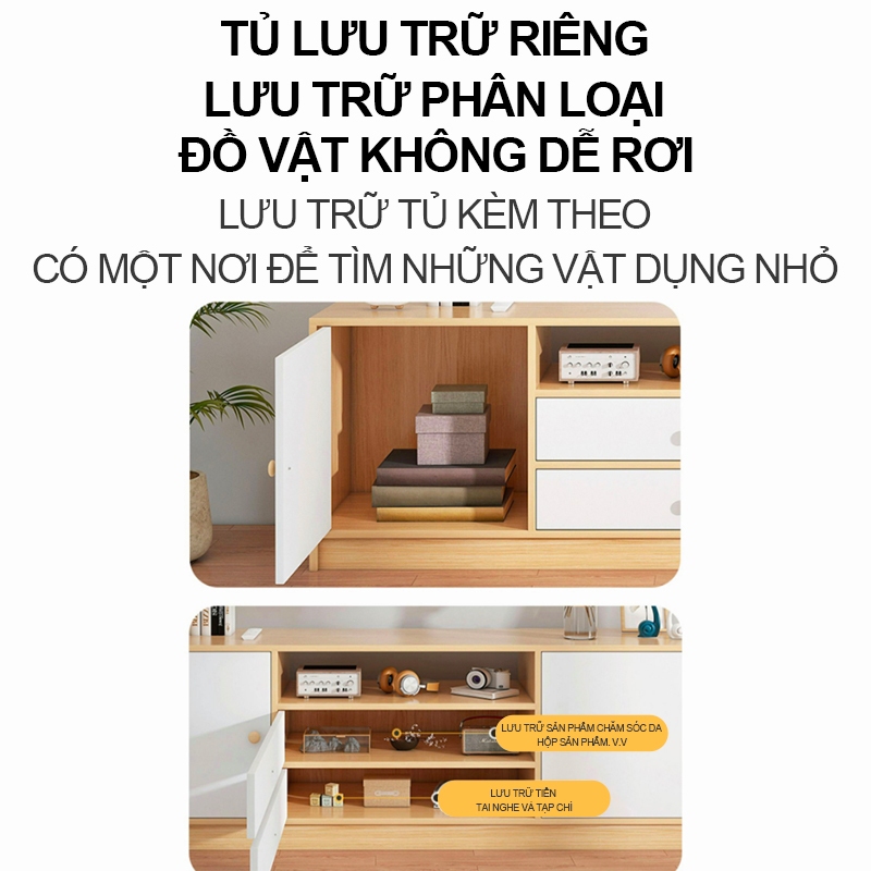 𝑯𝑬𝑰𝑵𝑶Tủ Gỗ Phòng Khách Tủ TV gỗ công nghiệp 2 cửa 2/3 ngăn kéo Màu gỗ+trắng|Bền đẹp không gian sống | BigBuy360 - bigbuy360.vn