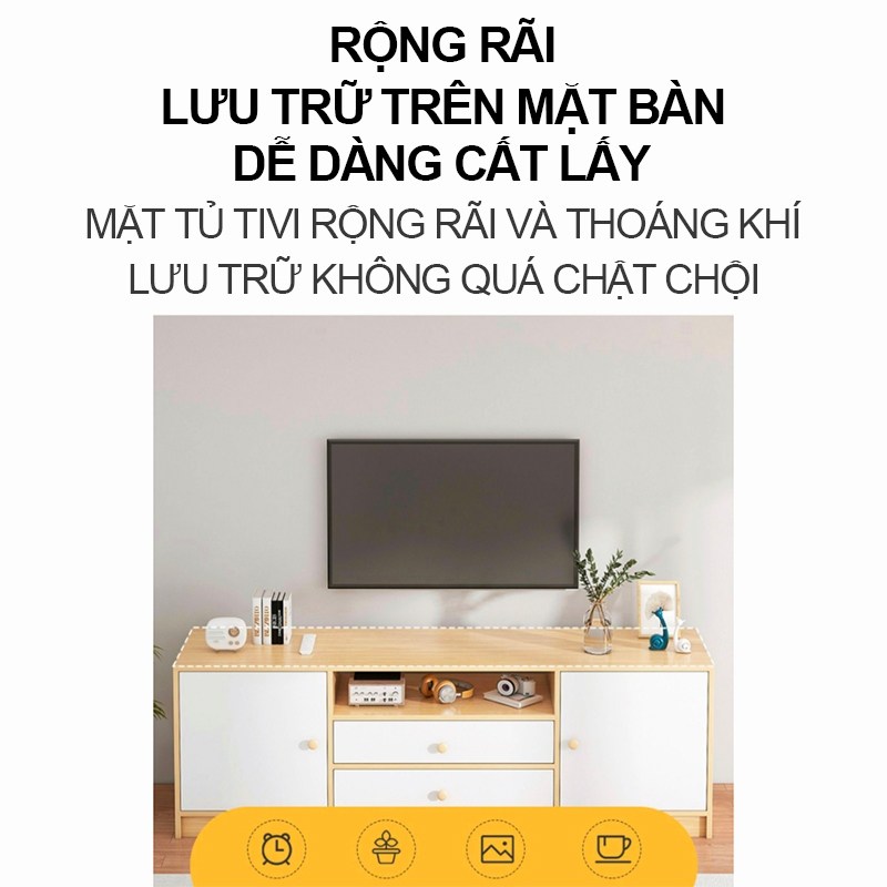 𝑯𝑬𝑰𝑵𝑶Tủ Gỗ Phòng Khách Tủ TV gỗ công nghiệp 2 cửa 2/3 ngăn kéo Màu gỗ+trắng|Bền đẹp không gian sống | BigBuy360 - bigbuy360.vn