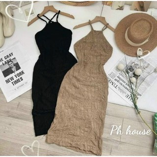 Đầm Body Cổ Yếm Dây Chéo Xẻ Tà