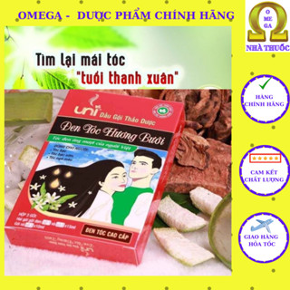  2 HỘP DẦU GỘI UNI   HSD 2027  - DẦU GỘI THẢO DƯỢC ĐEN TÓC HƯƠNG BƯỞI GIỮ MÀU LÂU ĐEN ÓNG 