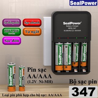 Bộ sạc pin SealPower MFIG-347,bộ sạc thông minh tự ngắt,pin sạc 1.2V (Ni-MH) AA3300mAh,AAA1300mAh