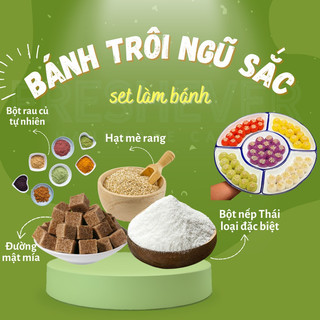 Set nguyên liệu làm bánh trôi ngũ sắc thành phẩm 100-200 viên, dùng được cho tiệc chay