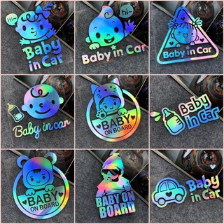 Miếng dán baby in car xe ô tô,baby on boar trang trí ngoại thất xe ô tô phản quang,miếng dán cảnh báo