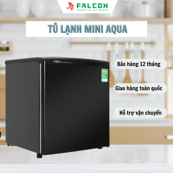 Tủ lạnh mini AQUA AQR-D59FA(BS) 50 lít, tủ lạnh 1 cánh 70W có ngăn đá, hệ thống làm lạnh tự động cao