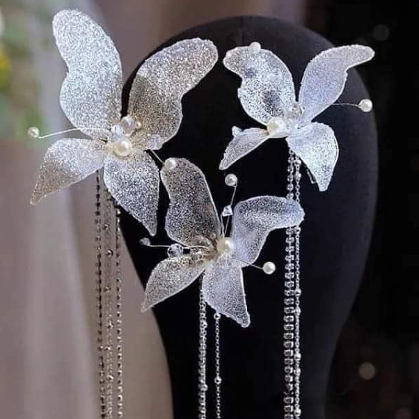 Hoa cài set 3 cánh bướm nhũ(mới)