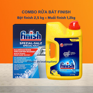 Combo bột finish classic 2,5kg 2,2 1,2kg+Muối finish 1,2kg chuyên dùng cho máy rửa bát chén