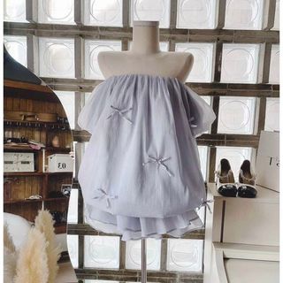 SET VOAN XÁM XOÈ PHỒNG TRỄ VAI ĐÍNH NƠ +SHORT