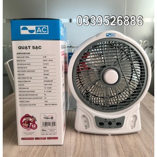 Quạt sạc tích điện model arf03d106 dạng hộp ac&dc- có đèn led