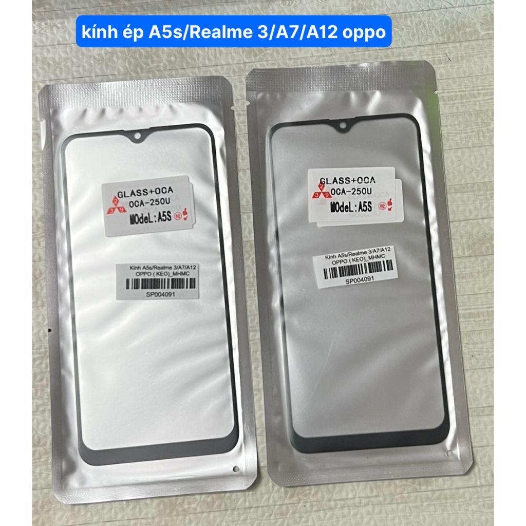 Kính ép A5S /realme 3/A7/A12 Oppo (keo)
