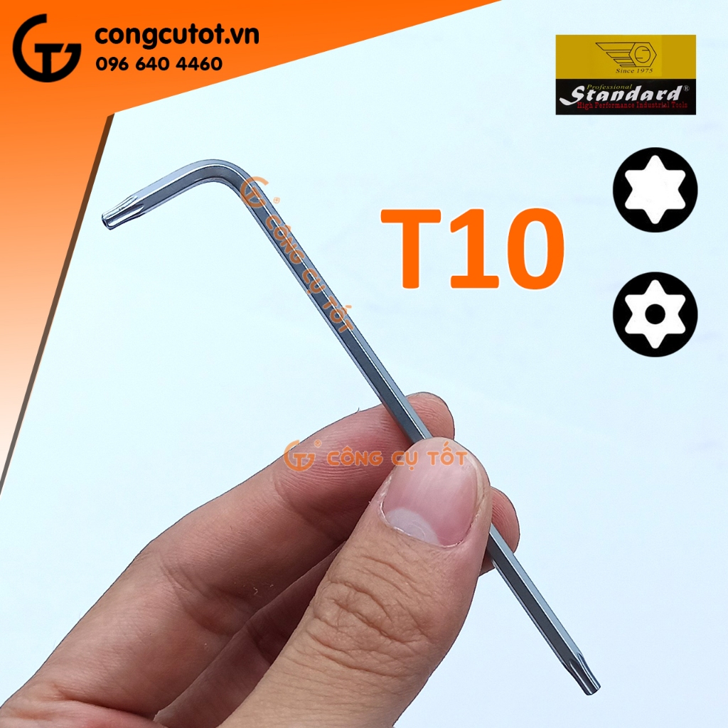 Lục giác bông sao hoa thị Standard chữ L có lỗ thép S2 trắng đủ kích thước T10, T15, T20, T25, T27, T30, T40, T45, T50