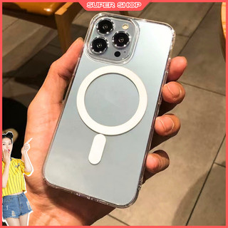 🔥Còn hàng🔥Ốp lưng iphone trong suốt từ tính Magnetic Case Chống Sốc Cao Cấp Cho iP 14/15 pro max, hỗ trợ sạc không dây