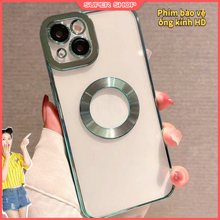 🔥Còn hàng🔥 Ốp Lưng Cho Iphone Ốp Điện Thoại Silicon Mềm Trong Suốt Có Vòng Kim Loại Sang Trọng cho iPhone X~14 Pro Max