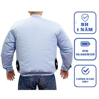 [XẢ HÀNG GIÁ SỐC] Áo Điều Hòa DAIZO Pin Trắng 30.000mAh, Áo Cotton 2 Lớp có Lót, Tặng 2 Túi Đá Khô