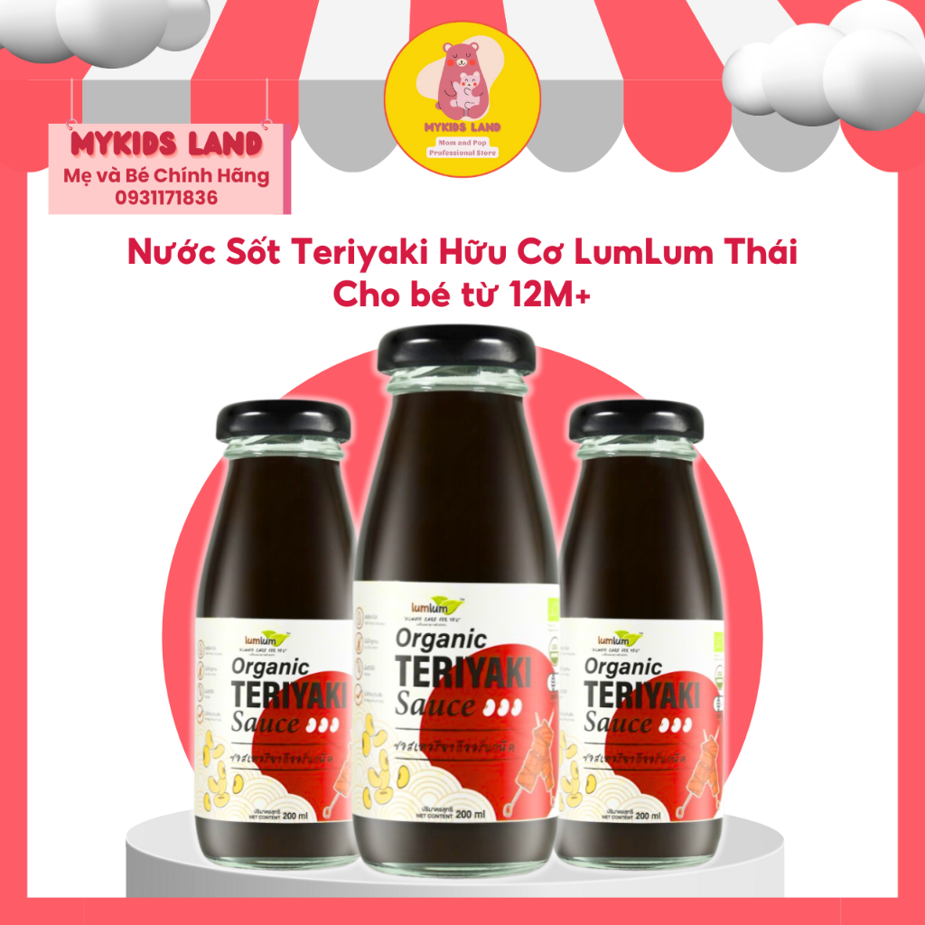 [DATE T9.2025] Gia Vị - Nước Sốt Teriyaki Hữu Cơ LumLum Thái Lan Cho Bé Ăn Dặm Từ 12M+ Chai 200ml