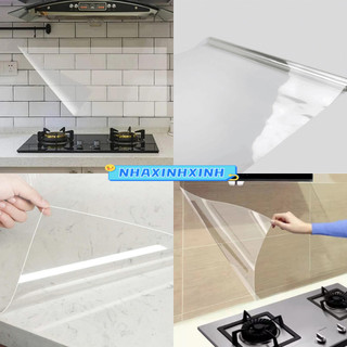 Giấy dán tường nhà bếp 60cm x 5m - Decal dán bếp chống bắn dầu mỡ Trong suốt YN8742