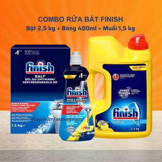 Combo bột rửa bát  finish 2,5kg 2,2 1,2 kg+Muối finish 1,5kg+Bóng finish 400ml dùng cho máy rửa bát