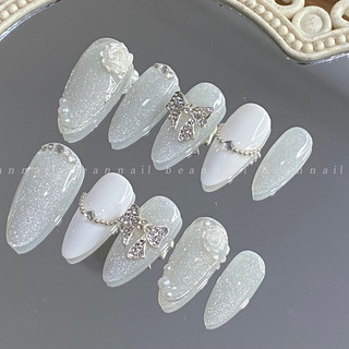 Nail cô dâu, nailbox thiết kế thủ công, vẽ tráng gương nổi, đính phụ kiện xinh Beannail - B821