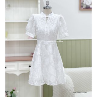 Váy Xòe MAY.SINCE2011 Tay Ngắn Cổ Tàu Buộc Nơ Cực Sang TBH01-1841