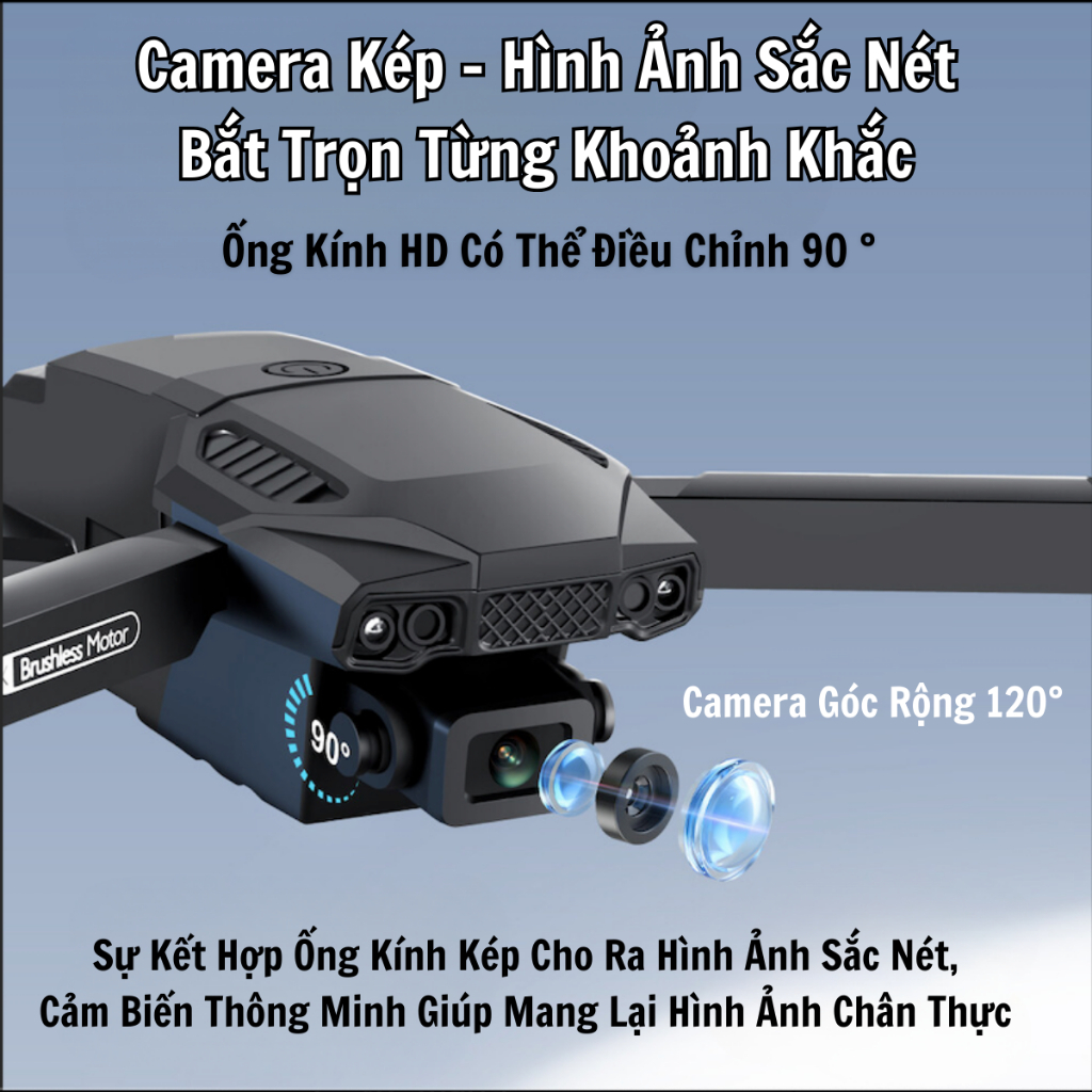 Flycam Dành Cho Người Mới Chơi, Máy Bay Không Người Lái Giá Rẻ, Fly Cam F198 Camera 4K Động Cơ Không Chổi Than | BigBuy360 - bigbuy360.vn
