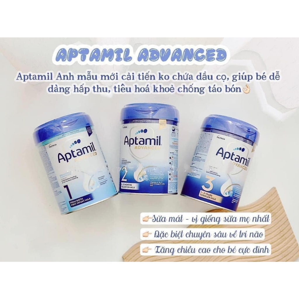 Sữa Aptamil Anh (Aptamil Advanced) mẫu mới 800g đủ số 1 -2 3 cho bé phát triển toàn diện