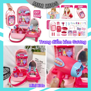 Vali trang điểm 37 chi tiết, túi xách trang điểm kèm gương cho bé, đồ chơi trang điểm nhiều phụ kiện,quà tặng cho bé gái