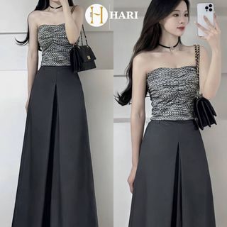 Quần suông rộng ly bụng Hari chất Gold ống rộng 9903 P8K4