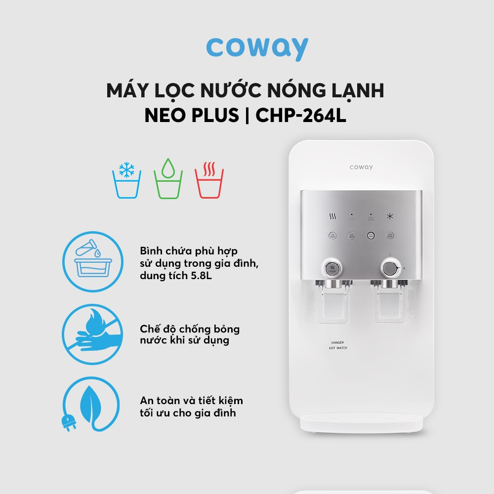 Máy lọc nước nóng, lạnh, thường: Coway Neo Plus CHP-264L