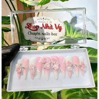 Tổng hợp các mã nails box cô dâu đính hoa xinh xắn
