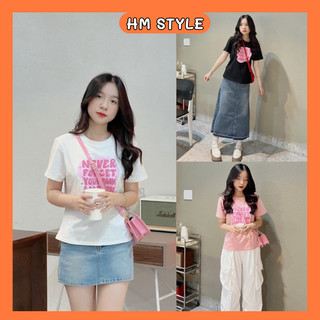 Áo babytee cotton basic in chữ NEVER FORGET, áo thun nữ chất thun tăm nhiều màu dễ phối đồ HA972