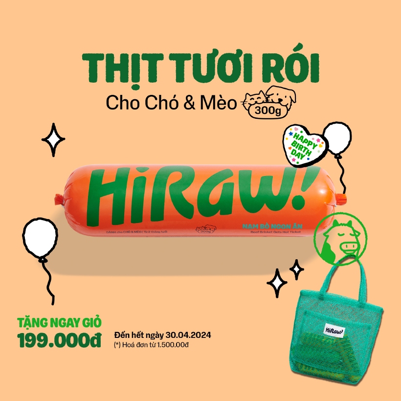 HIRAW - Thịt Raw Cho Chó Mèo Từ 2 Tháng Tuổi - 300G - Ship 2H HCM