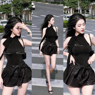 Bộ đầm mặc đi chơi áo sát nách váy ngắn sẵn quần trong