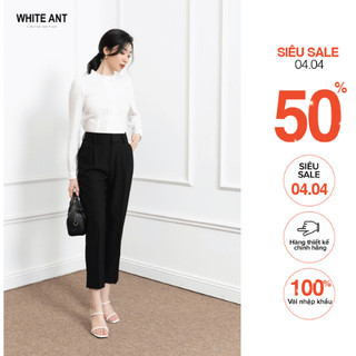 Quần Baggy Công Sở Nữ WHITE ANT Thiết Kế Dáng Dài Cạp Cao, Chất Liệu Vải Cao Cấp C